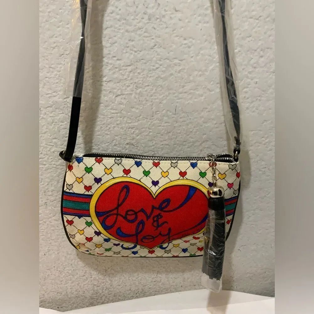 Brighton Love & Joy Zip Top Pouch Purse Bag with Crossbody Strap New